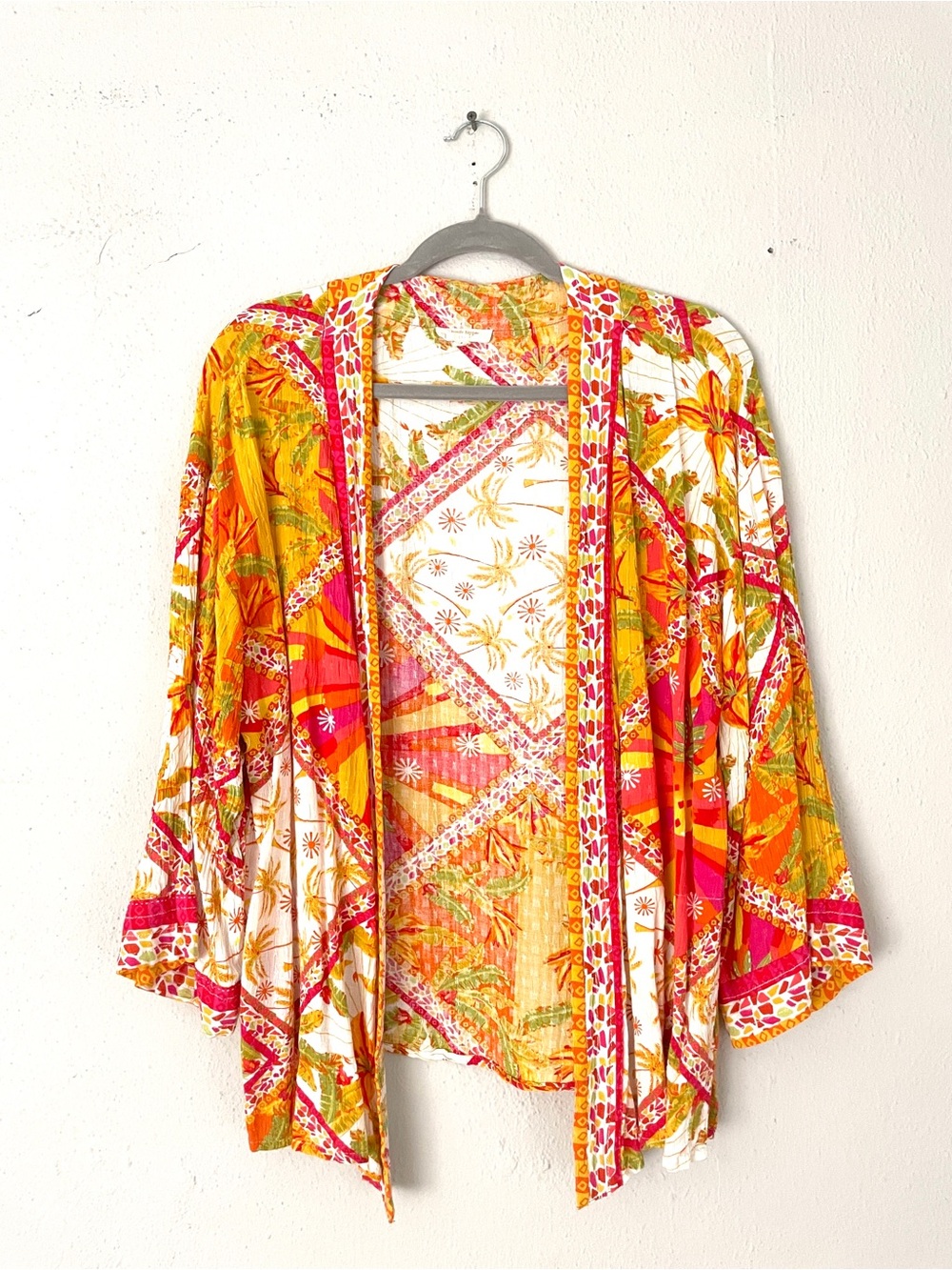 Haute Hippie Bright Floral Pineapple Kimono Top Medium